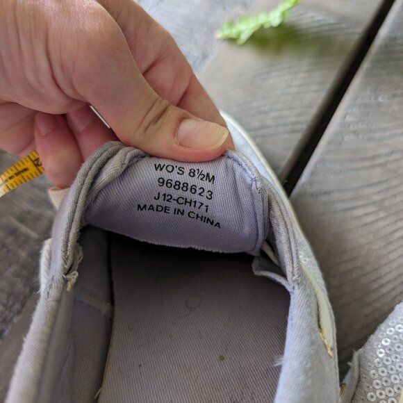 Sperry Sequin Sparkle Glitter Silver Gray Deck Boat Slip on Shoes Size 8.5 - Picture 10 of 10